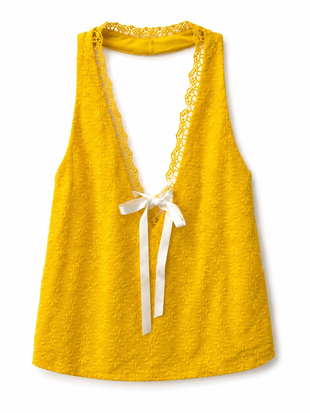 Wild Fable halter yellow romantic festival coquette floral lace cottagecore XXL